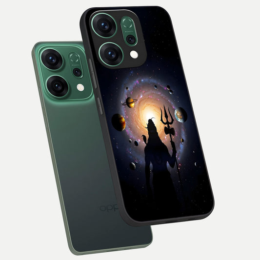Galactic Shiva Vision phone case For Oppo Reno 14 showing premium glass back cover with detailed artwork