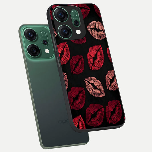 Midnight Kiss Love phone case For Oppo Reno 14 showing premium glass back cover with detailed artwork