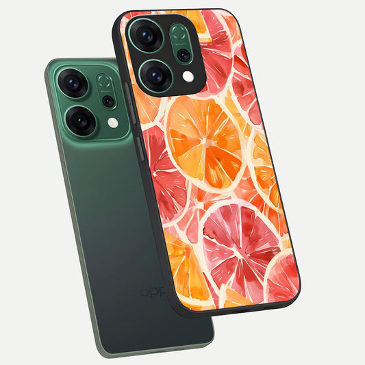 Orange Fruits Pattern phone case For Oppo Reno 14 showing premium glass back cover with detailed artwork