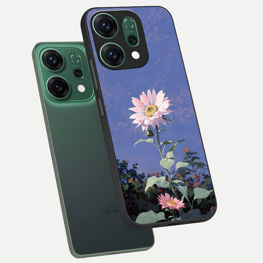 Pink Shells Outline phone case For Oppo Reno 14 showing premium glass back cover with detailed artwork