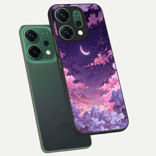 Sky Drift Clouds phone case For Oppo Reno 14 showing premium glass back cover with detailed artwork