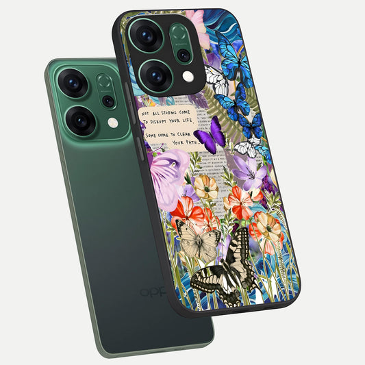 Storm Path Bloom phone case For Oppo Reno 14 showing premium glass back cover with detailed artwork