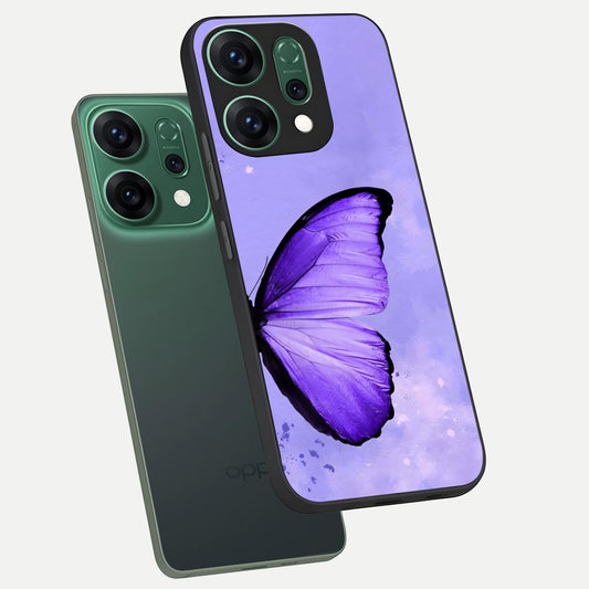 Violet Dream Wing phone case For Oppo Reno 14 showing premium glass back cover with detailed artwork