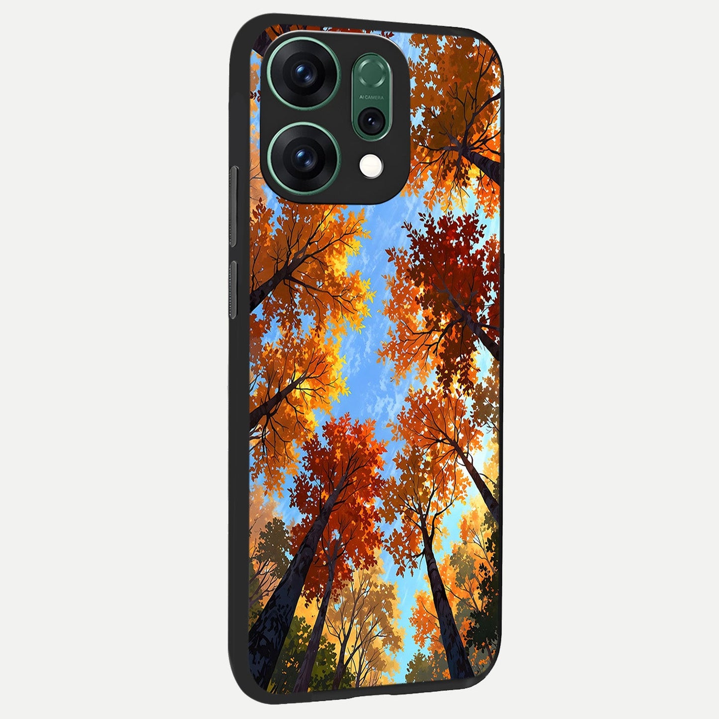 Autumn Sky Rise back cover For Oppo Reno 14 slim fit glass case with vibrant aesthetic design