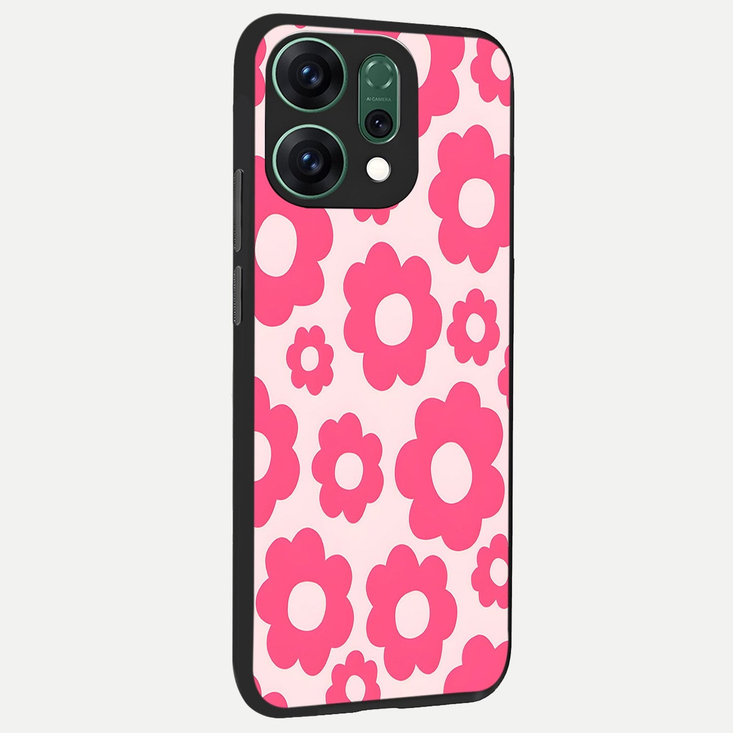 Blush Flower Pop back cover For Oppo Reno 14 slim fit glass case with vibrant aesthetic design