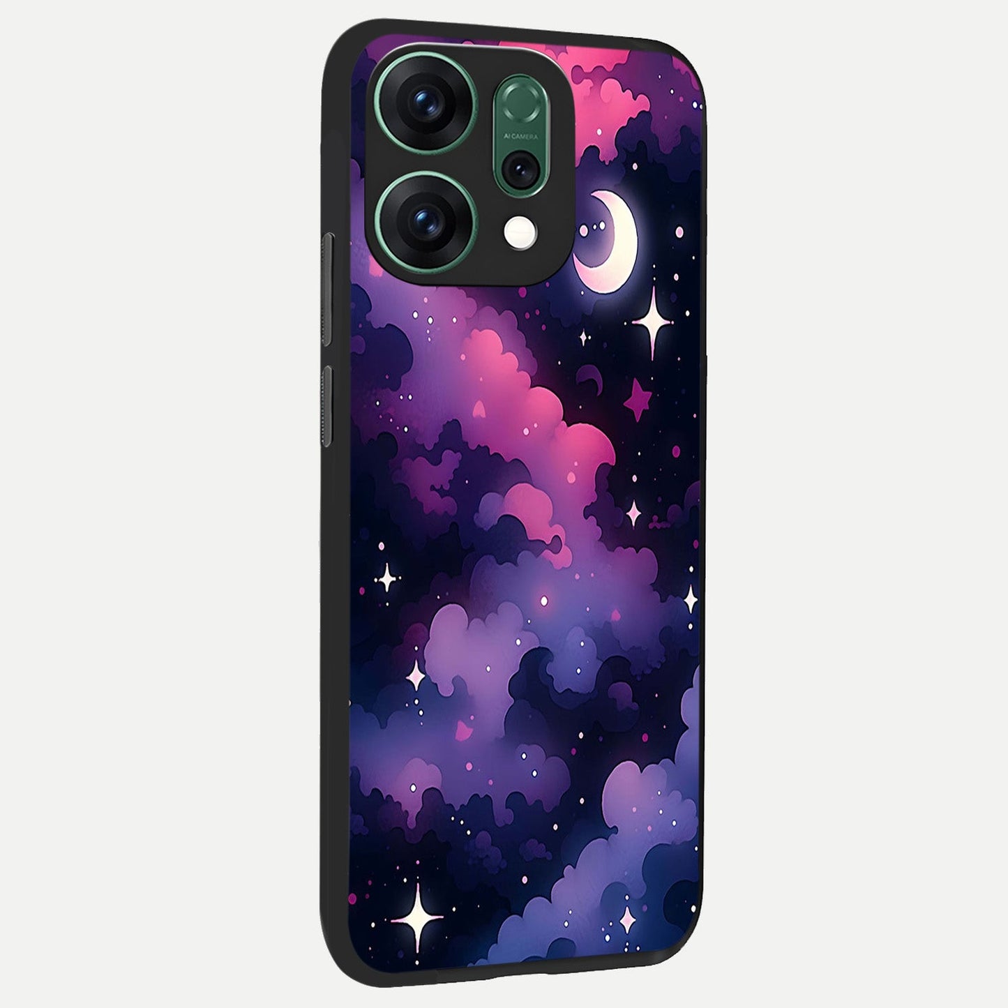 Celestial Moon Magic back cover For Oppo Reno 14 slim fit glass case with vibrant aesthetic design