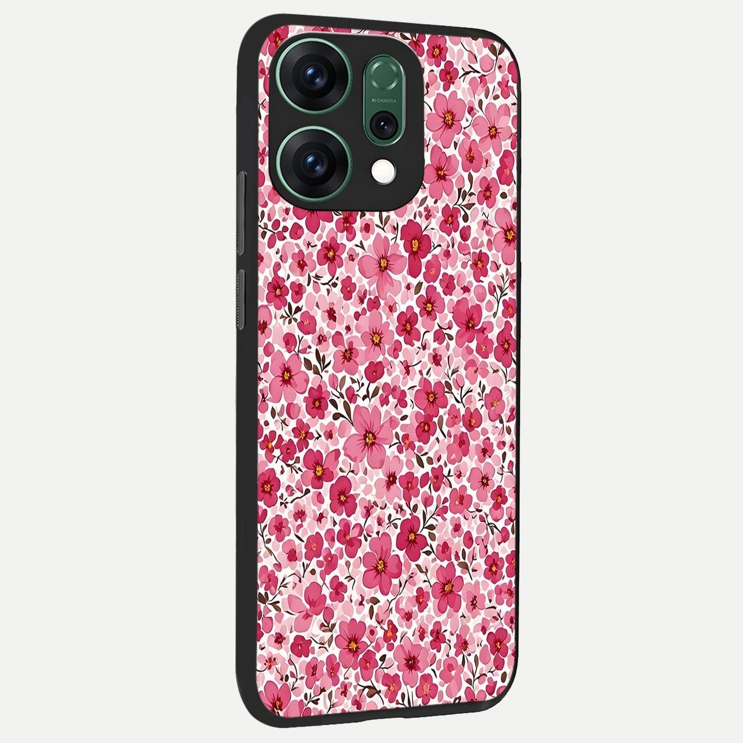 Cherry Blossom Charm back cover For Oppo Reno 14 slim fit glass case with vibrant aesthetic design