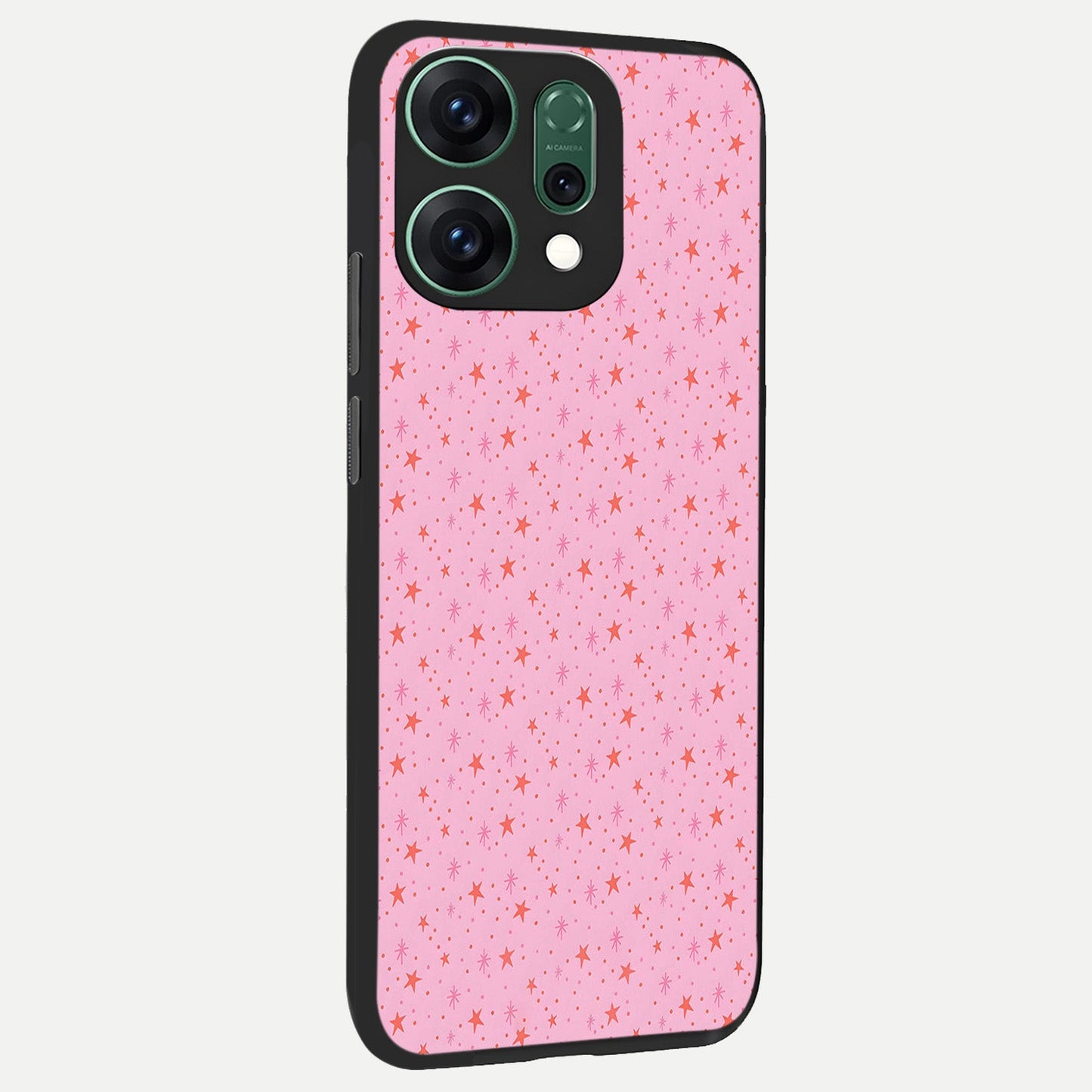 Cosmic Pink Sparkle back cover For Oppo Reno 14 slim fit glass case with vibrant aesthetic design