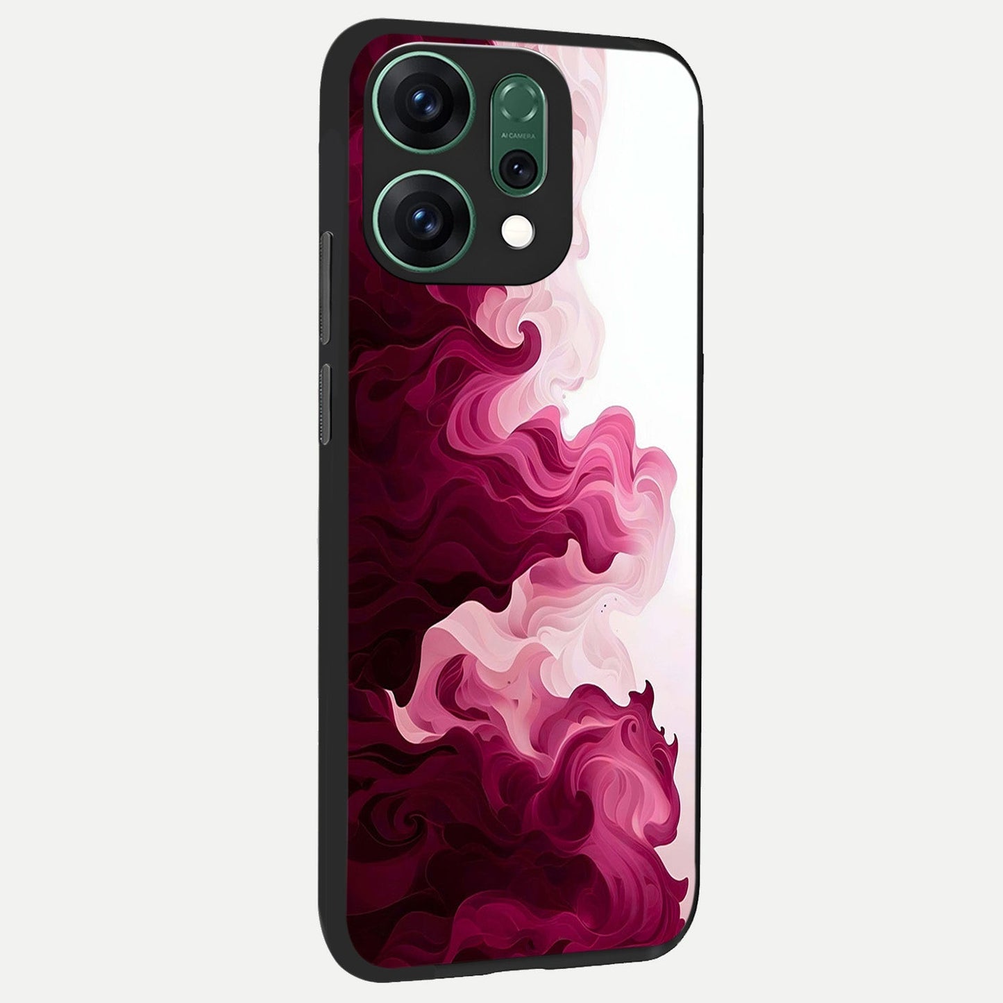 Crimson Wave Flow back cover For Oppo Reno 14 slim fit glass case with vibrant aesthetic design