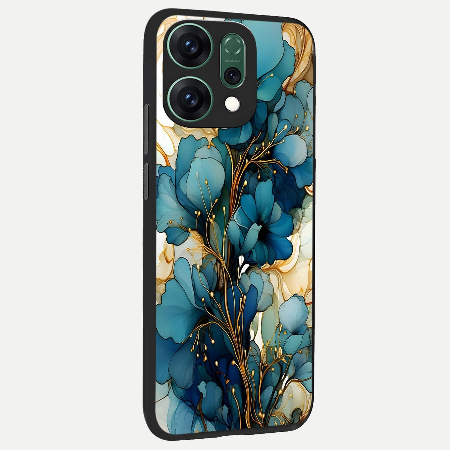 Golden Bloom Symphony back cover For Oppo Reno 14 slim fit glass case with vibrant aesthetic design