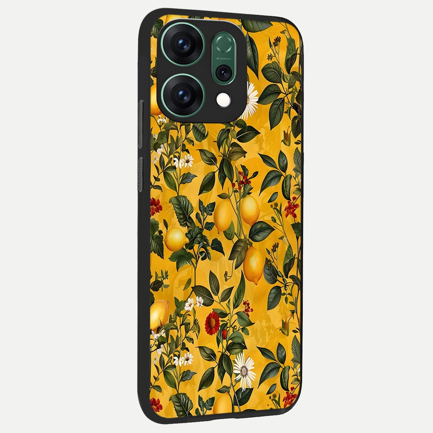 Golden Lemon Field back cover For Oppo Reno 14 slim fit glass case with vibrant aesthetic design
