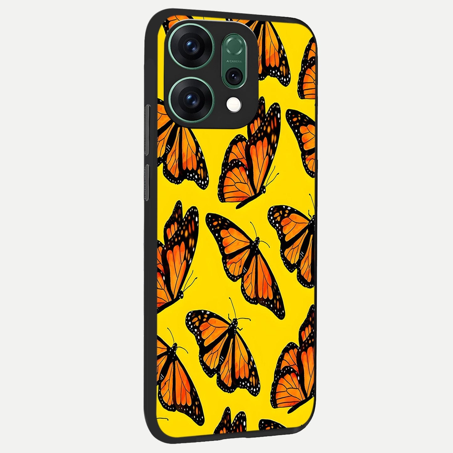 Golden Wing Flight back cover For Oppo Reno 14 slim fit glass case with vibrant aesthetic design