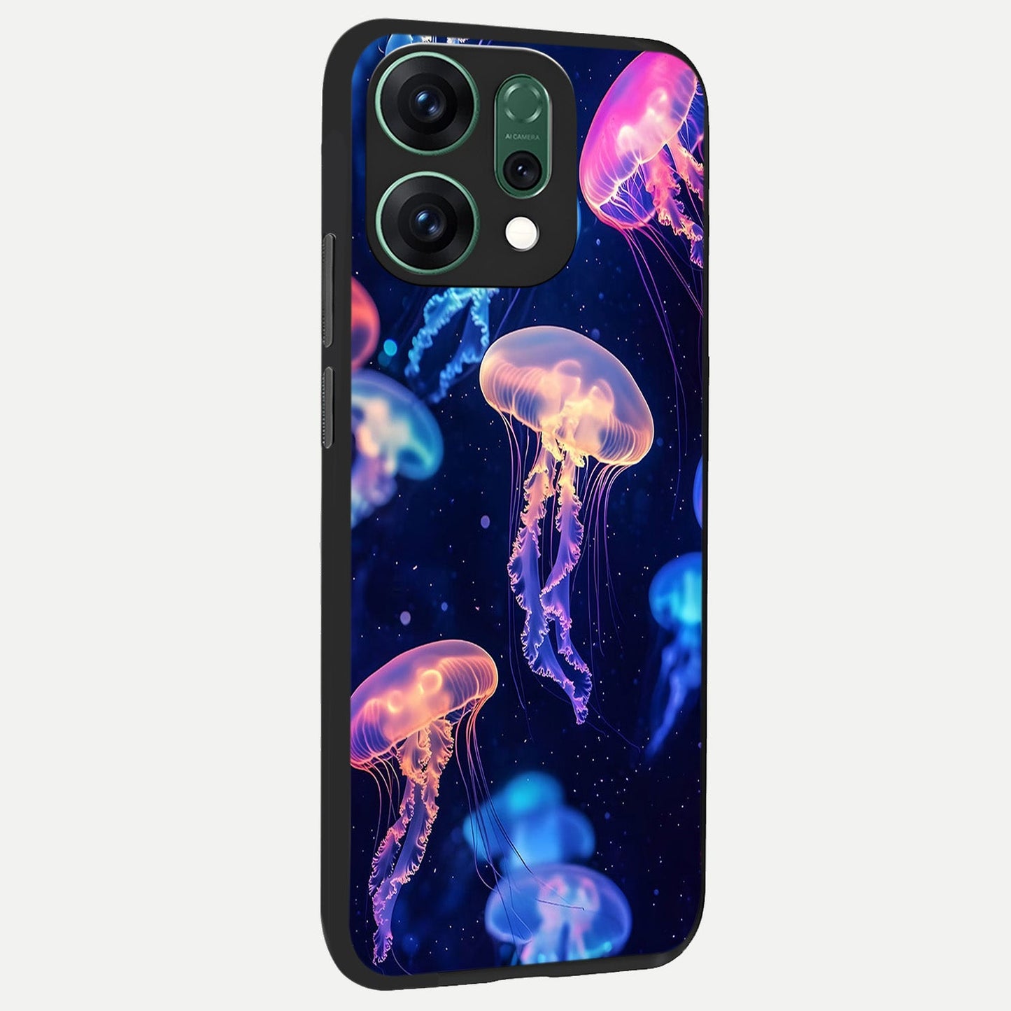 Jellyfish Pattern back cover For Oppo Reno 14 slim fit glass case with vibrant aesthetic design