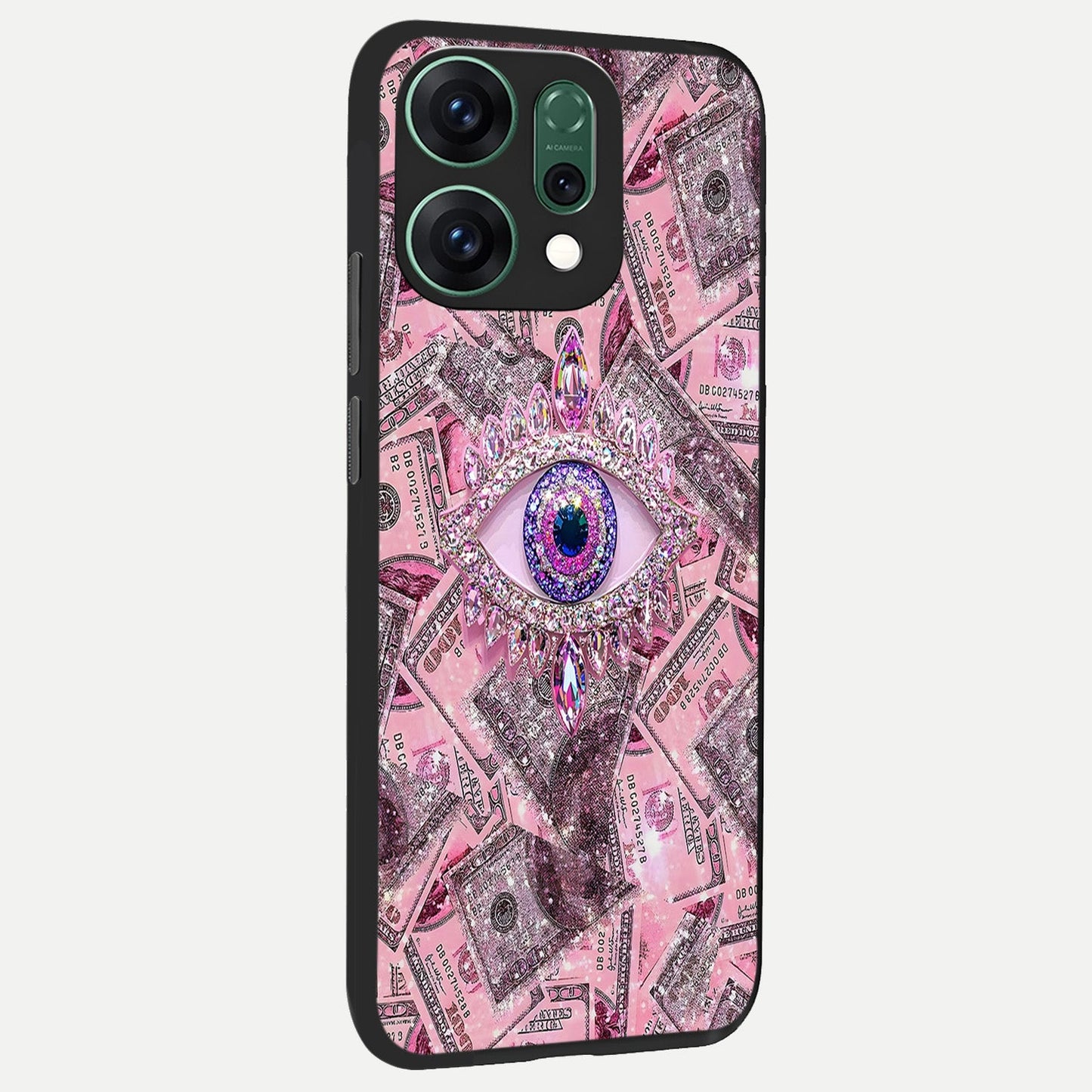 Money Eye Luxe back cover For Oppo Reno 14 slim fit glass case with vibrant aesthetic design