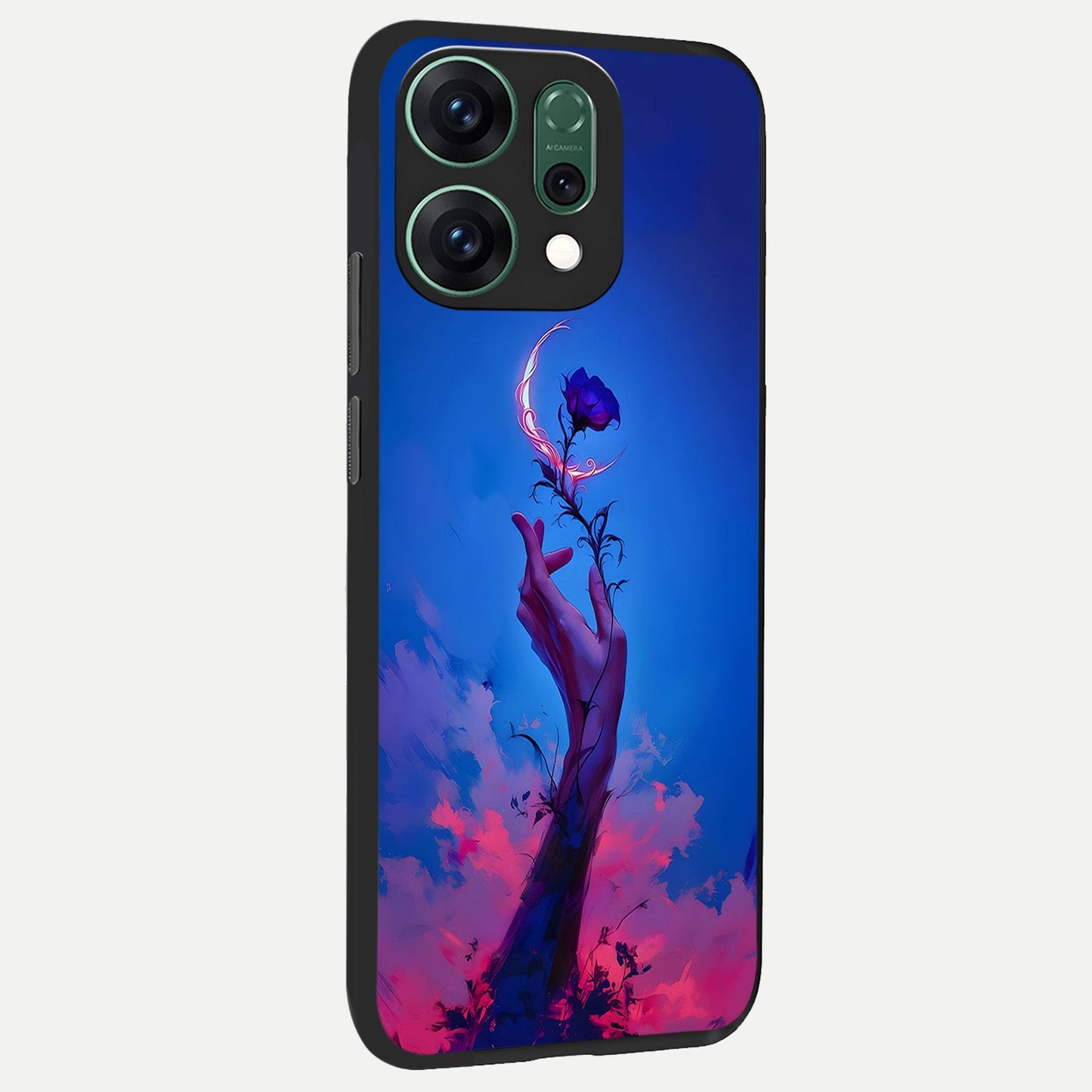 Mystic Hand back cover For Oppo Reno 14 slim fit glass case with vibrant aesthetic design