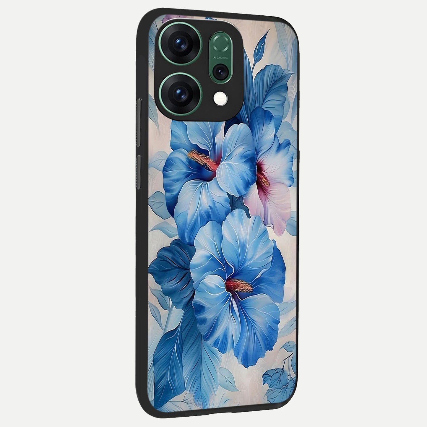 Ocean Hibiscus Grace back cover For Oppo Reno 14 slim fit glass case with vibrant aesthetic design