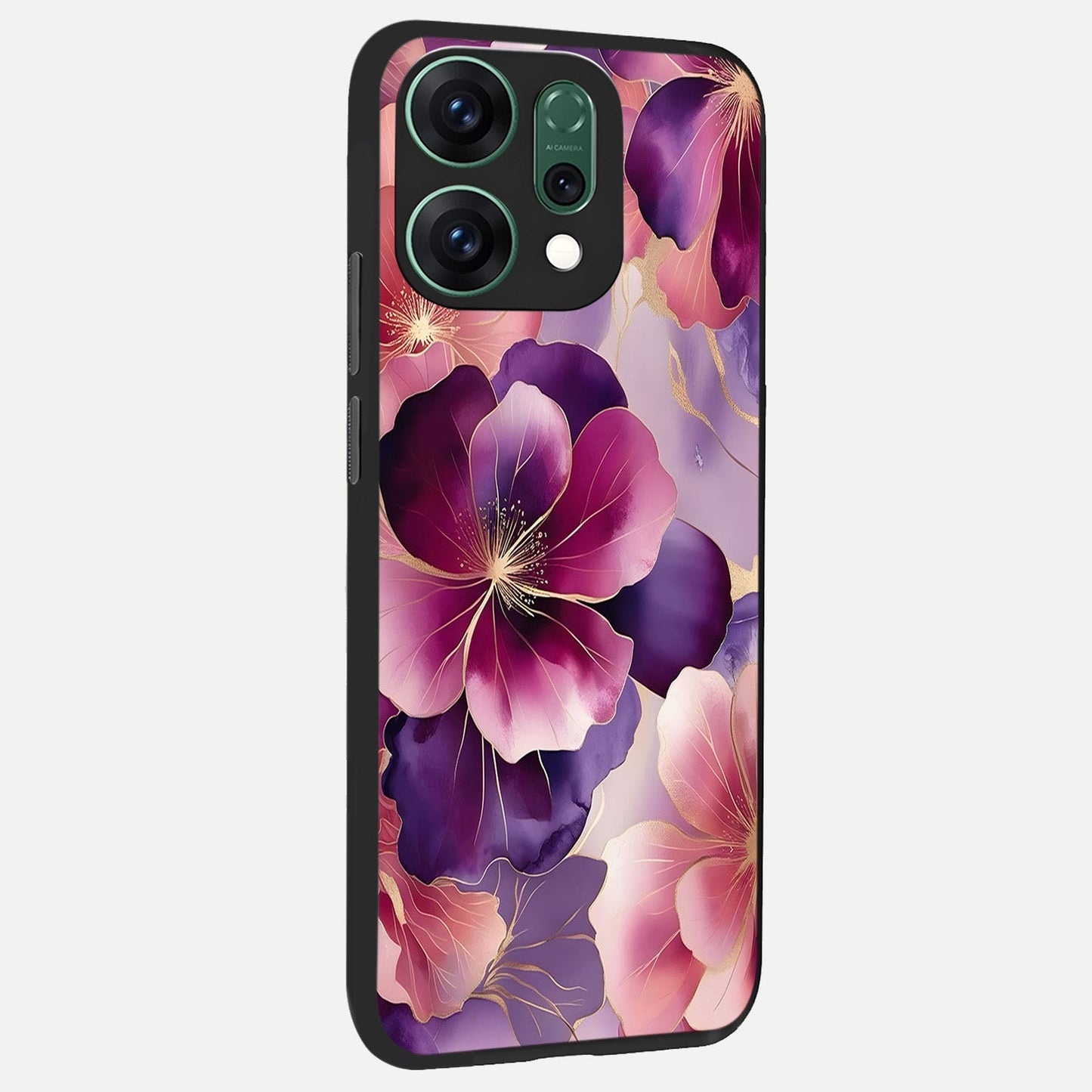 Pink Bouquet Florals back cover For Oppo Reno 14 slim fit glass case with vibrant aesthetic design