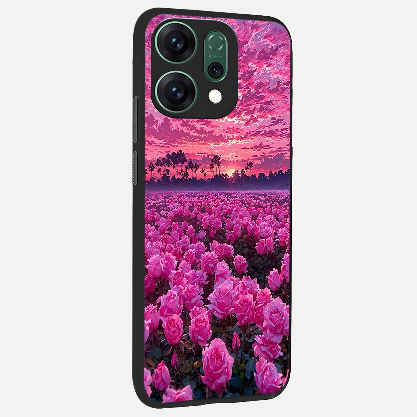 Rose Sunset Valley back cover For Oppo Reno 14 slim fit glass case with vibrant aesthetic design