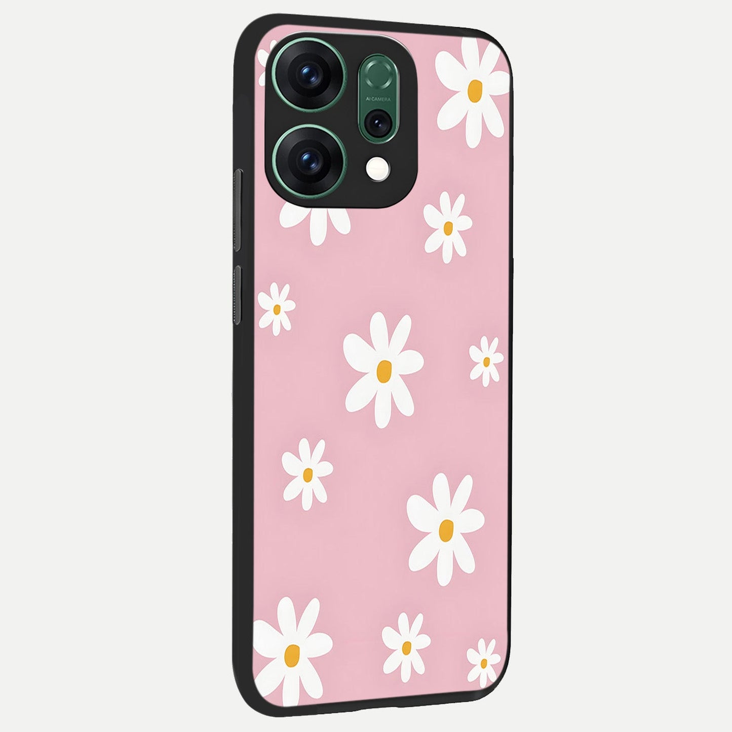 Soft Daisy Bliss back cover For Oppo Reno 14 slim fit glass case with vibrant aesthetic design