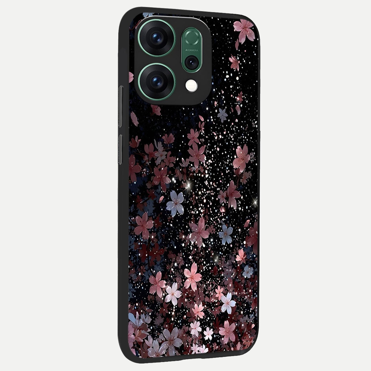 Starlit Flower Dreams back cover For Oppo Reno 14 slim fit glass case with vibrant aesthetic design