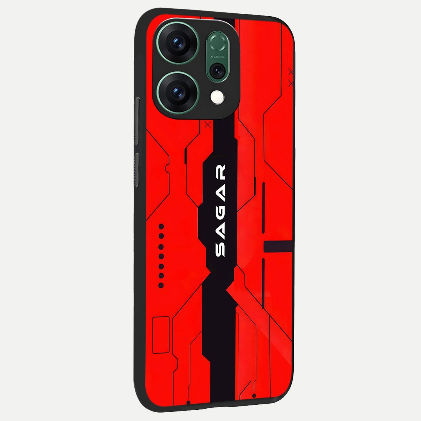Voltage Rise CYBERPUNK Custom Name back cover For Oppo Reno 14 slim fit personalized glass case with bold cyberpunk design