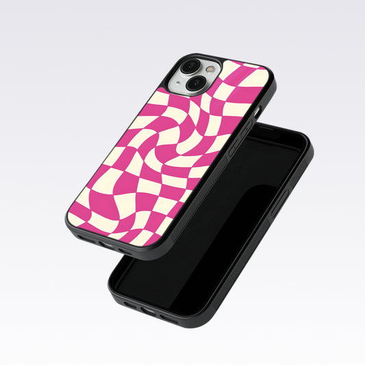 Pink And Off White Illusion Pattern Glass Case For OnePlus 12R