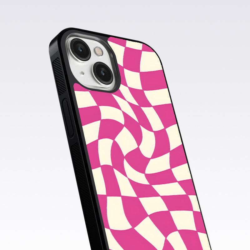 Pink And Off White Illusion Pattern glass Case For Nothing Phone 1