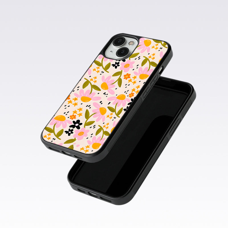 Pink & Yellow Flowers Glass Case For OnePlus 9RT