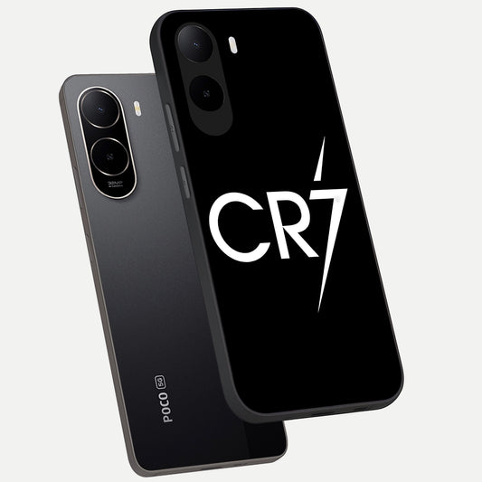 CR7 Elite Strike phone case For Poco C85x showing premium glass back cover with detailed artwork
