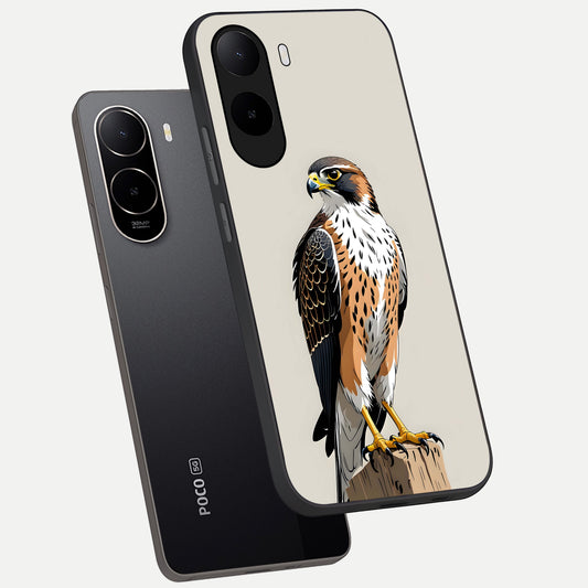 Clever Eagle phone case For Poco C85x showing premium glass back cover with detailed artwork