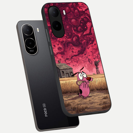Courage Under Sky phone case For Poco C85x showing premium glass back cover with detailed artwork
