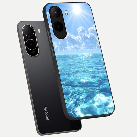 Endless Ocean Horizon phone case For Poco C85x showing premium glass back cover with detailed artwork