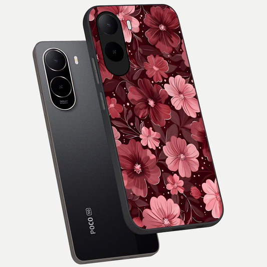 Flower Blush Bloom phone case For Poco C85x showing premium glass back cover with detailed artwork
