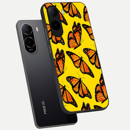 Golden Wing Flight phone case For Poco C85x showing premium glass back cover with detailed artwork