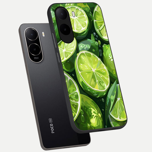 Green Kawasaki phone case For Poco C85x showing premium glass back cover with detailed artwork