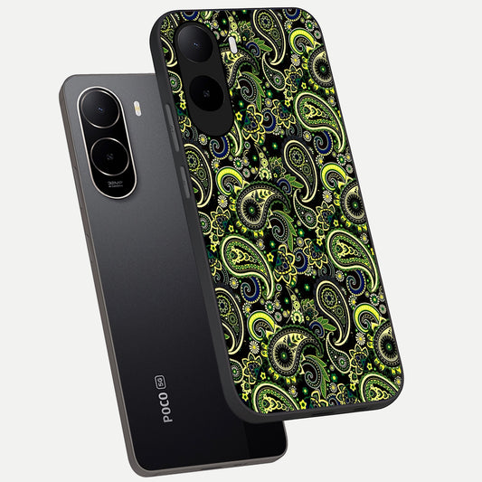 Green Lemon phone case For Poco C85x showing premium glass back cover with detailed artwork