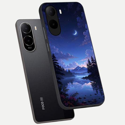 Midnight Lake Peace phone case For Poco C85x showing premium glass back cover with detailed artwork