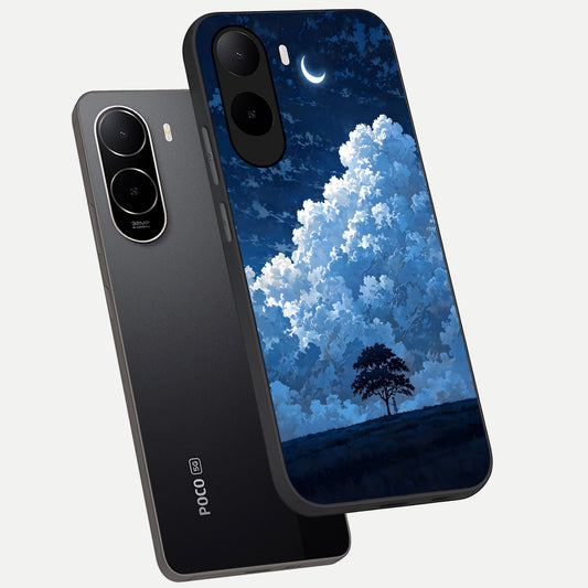 Midnight Sky Serenity phone case For Poco C85x showing premium glass back cover with detailed artwork