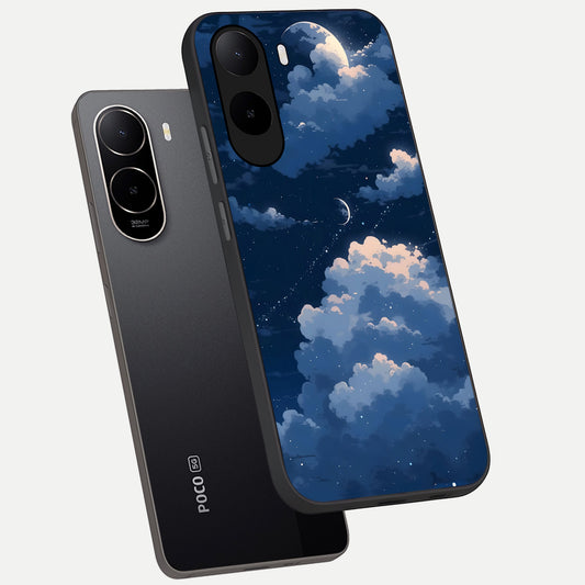 Moon Dream Haze phone case For Poco C85x showing premium glass back cover with detailed artwork