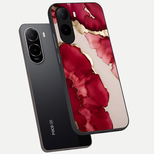 Pink And White Marble phone case For Poco C85x showing premium glass back cover with detailed artwork