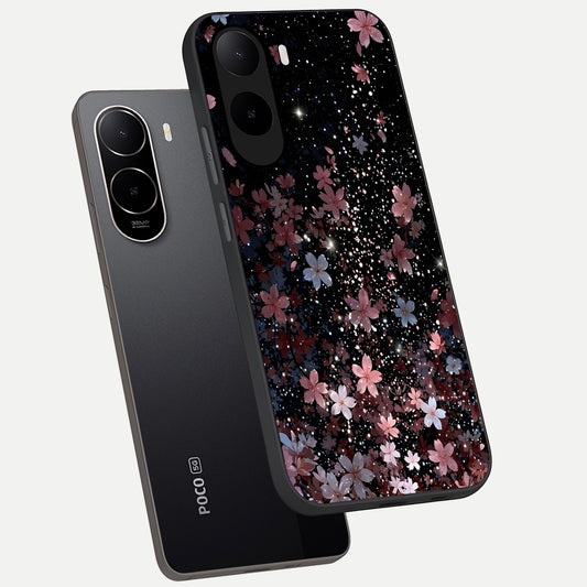 Starlit Flower Dreams phone case For Poco C85x showing premium glass back cover with detailed artwork