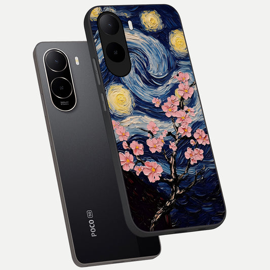 Van Gogh Scenery phone case For Poco C85x showing premium glass back cover with detailed artwork