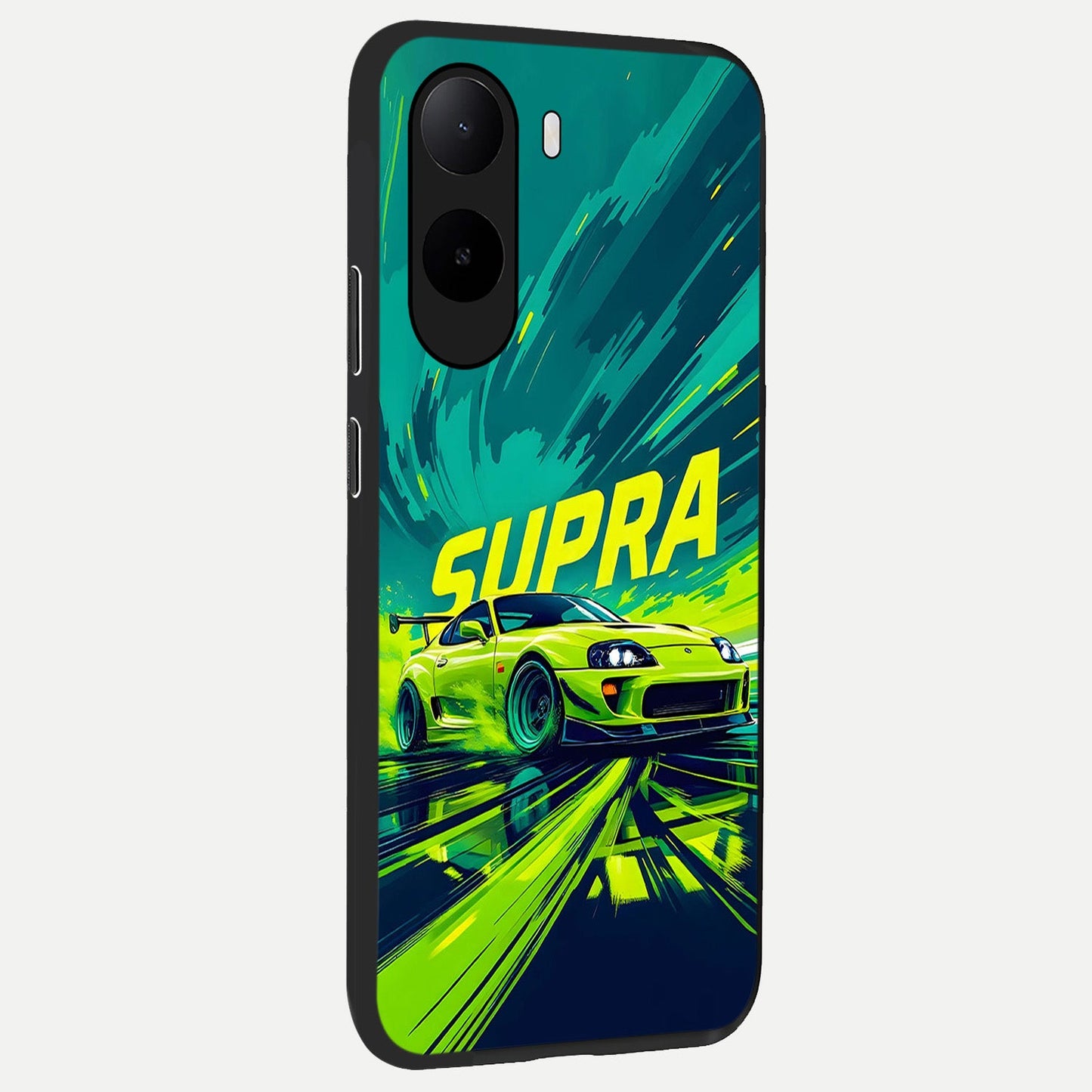 Electric Supra Thunder back cover For Poco C85x slim fit glass case with vibrant aesthetic design