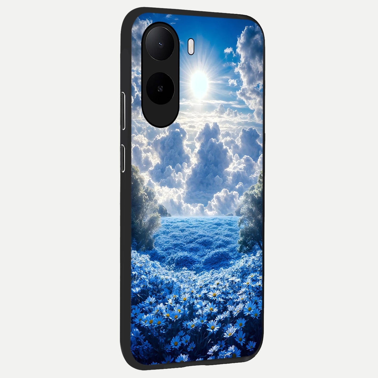 Heavenly Daisy Horizon back cover For Poco C85x slim fit glass case with vibrant aesthetic design