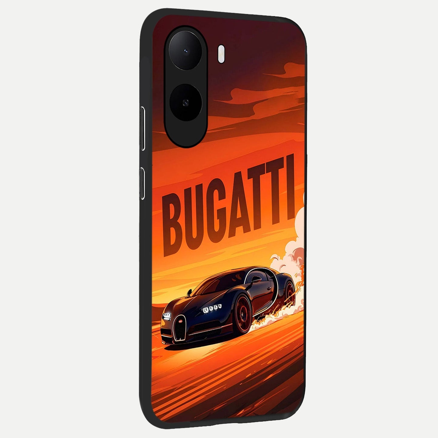 Inferno Bugatti Storm back cover For Poco C85x slim fit glass case with vibrant aesthetic design