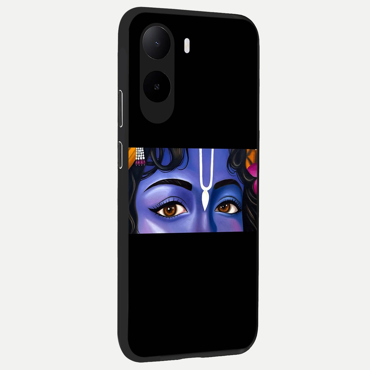 Krishna Eye back cover For Poco C85x slim fit glass case with vibrant aesthetic design