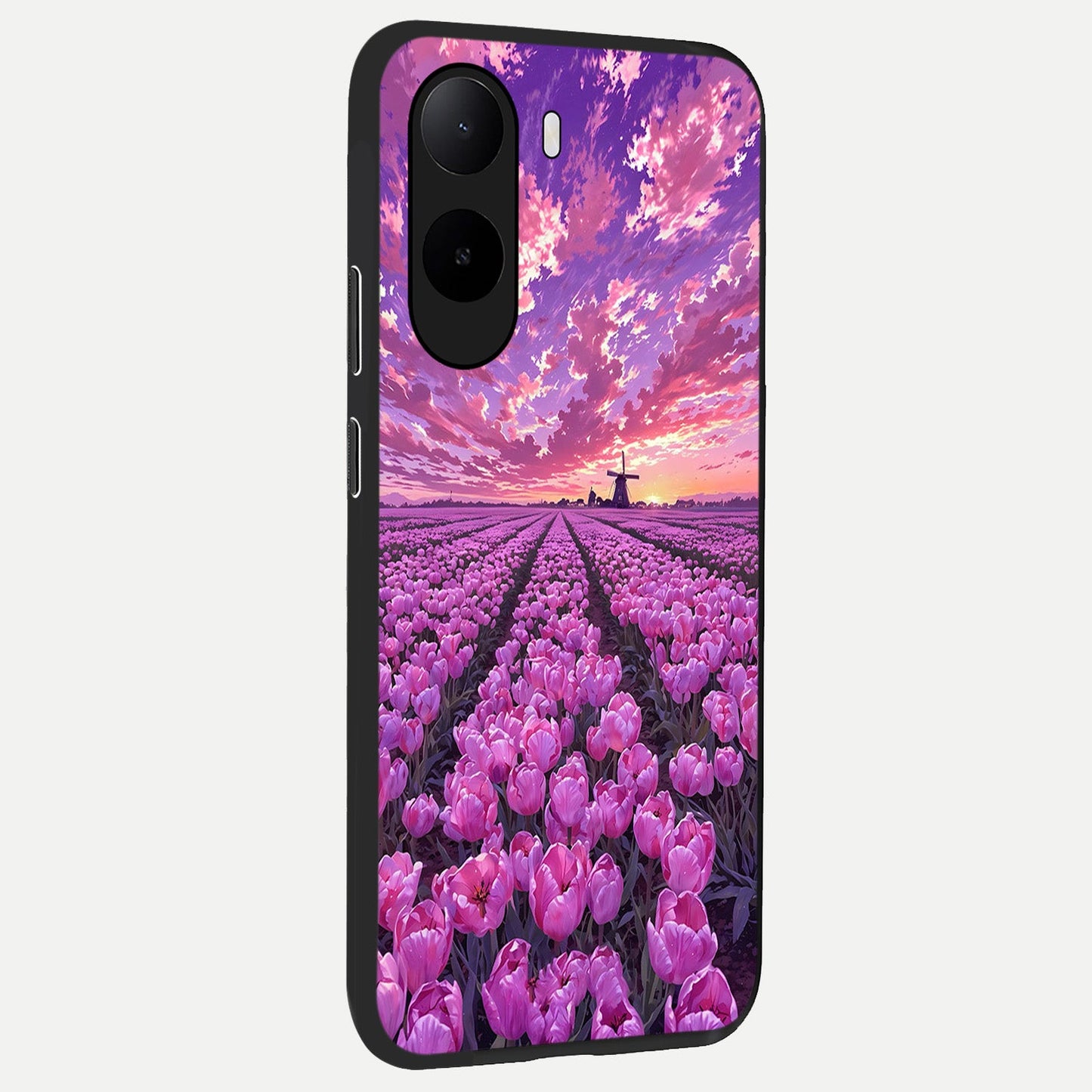 Lavender Dream Skies back cover For Poco C85x slim fit glass case with vibrant aesthetic design