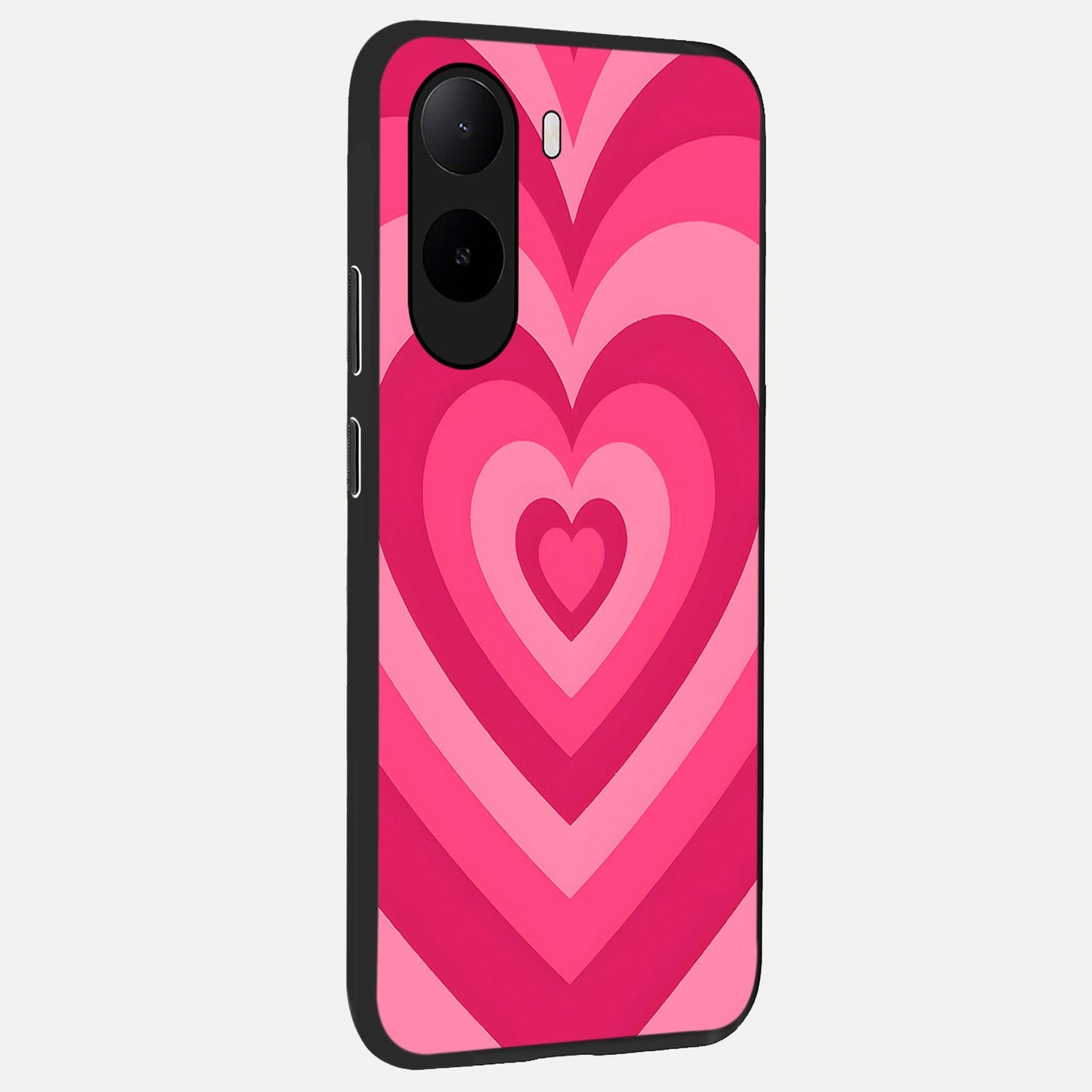 Layered Love Hearts back cover For Poco C85x slim fit glass case with vibrant aesthetic design