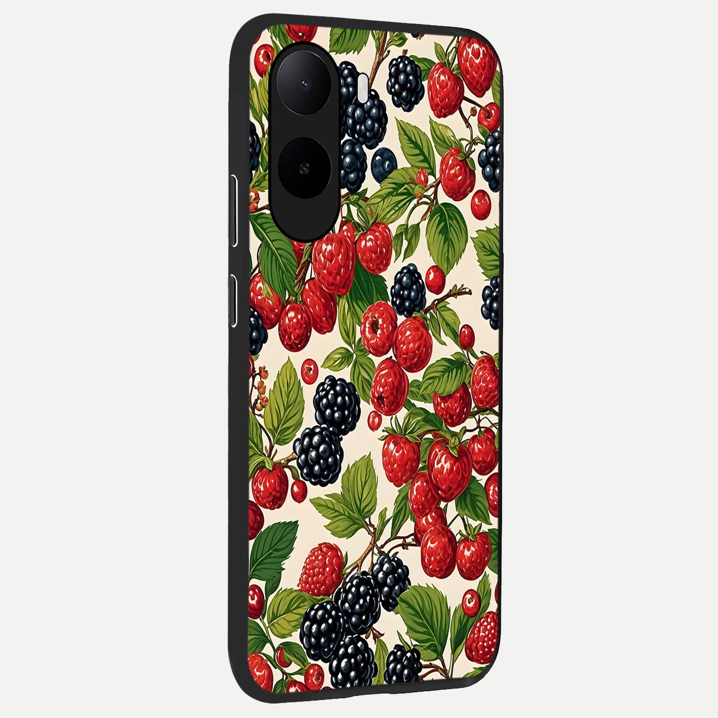 Mixed Berry Collage back cover For Poco C85x slim fit glass case with vibrant aesthetic design
