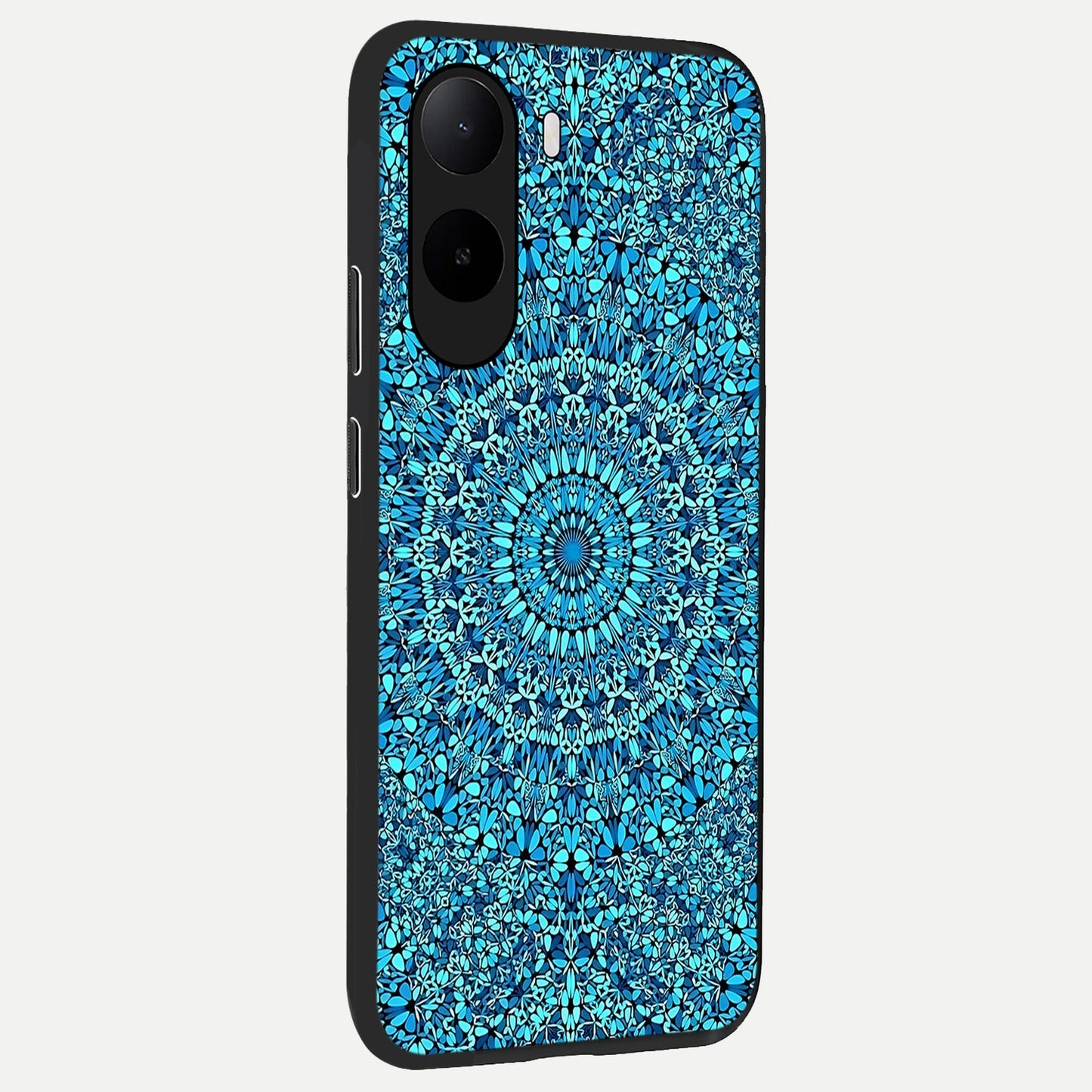 Ocean Bloom Mandala back cover For Poco C85x slim fit glass case with vibrant aesthetic design